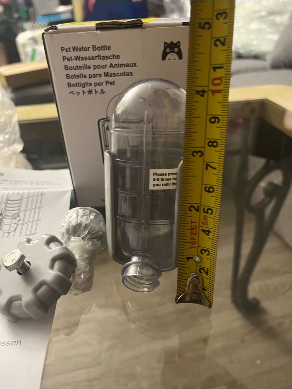 Gray Pet Water Bottle with Cage Mount